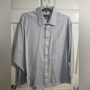 Donald J. Trump Dress Shirt 18 34/35 Blue Tone on Tone Striped Non-Iron NWOT